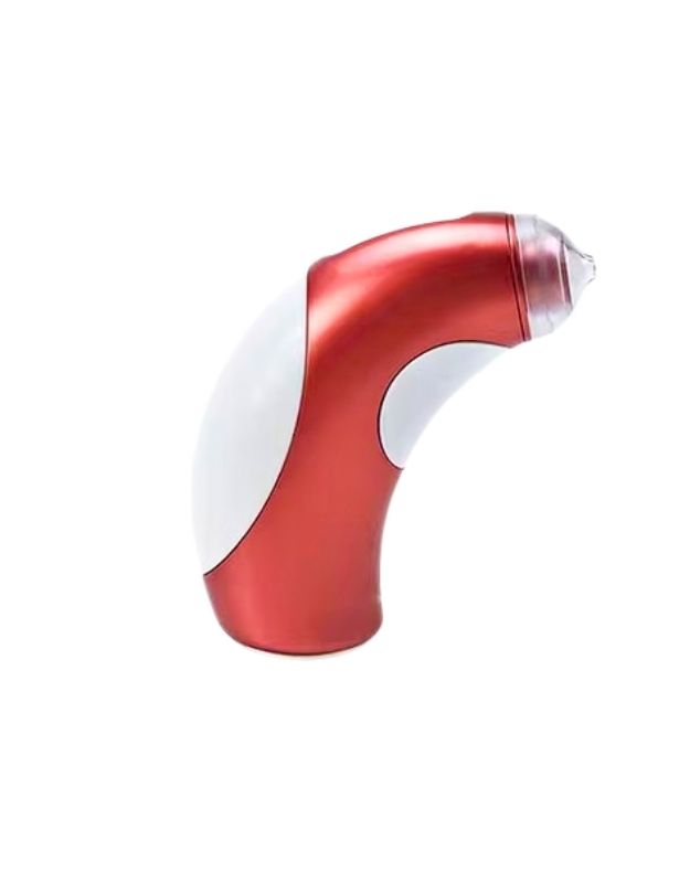 Electric face vacuum pore cleaner for acne and whitehead removal in red and white design.